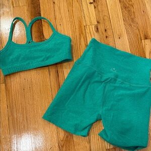 Beyond Yoga Teal Green Women's High-Waist Bike Shorts